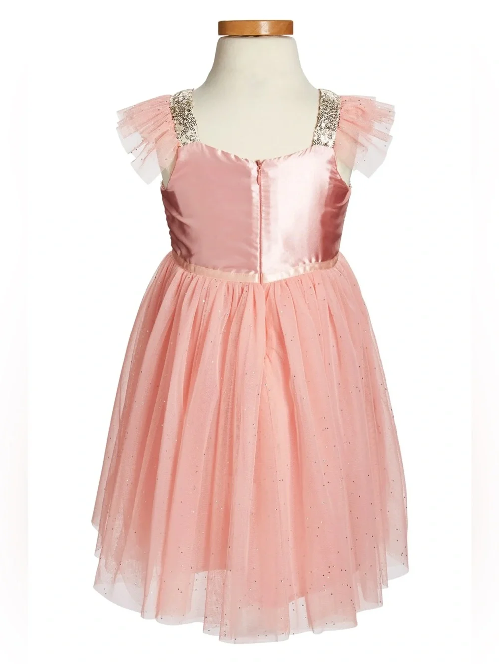 Popatu Sequin Bodice Tulle Dress Color Peach size 6X